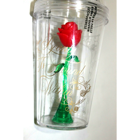 Disney Beauty And The Beast Enchanted Rose Tumbler Sipper Cup w Straw by Zak 8" - Picture 1 of 9
